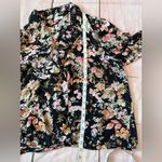 J Jill Size XL Black Pink Floral Long Sleeve Faux Wrap V Photo 6
