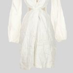 DISSH Tina White Linen Twist Mini Dress Size 4 Cutout Long Sleeve V Photo 6