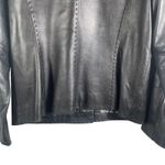 Q.U.E Genuine Lambskin Leather Blazer Jacket Black Size L Lined Button Front Size L Photo 11