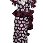 HANDMADE Lace African Style Formal Top Skirt Burgundy White Hand Crafted Size M Photo 0