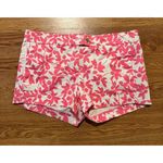 J.CREW Women's Sz 8 Chino Stretch Floral Shorts Pink/Cream COTTON Zip Button Pink Photo 0