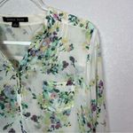 Sweet Rain Floral Chiffon Half Button Down Blouse Size L Photo 1