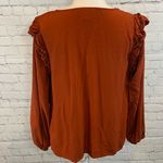 Universal Threads UNIVERSAL THREAD Rust Ruffled Shoulder Top w Button Front Medium Photo 2