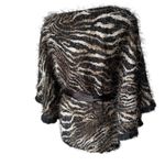 Alberto Makali Vintage 90s Shaggy Zebra Boatneck Poncho Sweater, Sz S/M Photo 5