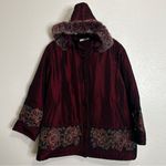 Lands' End Embroidered Burgundy Women's Hoodie Coat Jacket, Size XXXL Photo 1