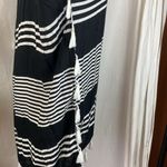 C&T Beach Black & White Striped Fringe Trim Short Sleeve Swim Cover Up L Size L Photo 3