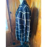 Anne Klein Ann Klein Plaid Knit Cardigan Jacket Oversized Black Cream‎ Career Coatigan Photo 3