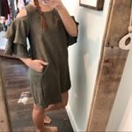 Adeline large NWT olive suede cold shoulder dress Photo 4