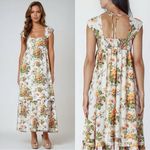 Anthropologie  Floral Multicolor Sleeveless Square Neck Maxi Dress White Large Photo 1