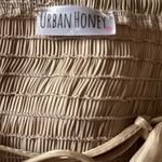 Urban Honey O. Vianca Gleam On Satin Tie Front Top Gold Size M Photo 2