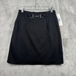 Isaac Hazan Skirt Size 6 Black Mini Silver Buckle Preppy Mod Indie Sleaze Y2K Photo 1