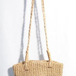 Woven Straw Crossbody Bag Purse Coastal Beachy Boho Nautical Hook and Loop Tan Photo 0