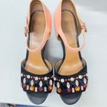 Marni Pink Black Leather Rhinestone Platform Wedges Heels Womens 7 Coquette Photo 2