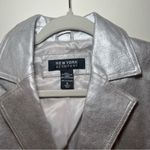 Like New Vintage Y2K RARE NY & Co Silver metallic leather Jacket blazer Size 6 Photo 1