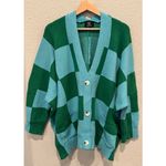 Dressed in Lala Love You Oversize Checkerboard Cardigan Size S/M Blue Photo 12