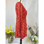 One Way  Wrap Around Paisley Mini Dress Long Sleeves Red/Orange 12 Photo 6