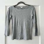 J.Crew  Grey Scalloped Neckline 3/4 Sleeve Knit Top 100% Cotton Size XXSMALL EUC Photo 0