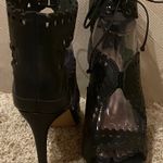 via spiga Elysia Lace Up Black Leather Heels Booties Sandals Photo 3