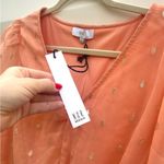 NSR Nordstrom Tyler Metallic Long Sleeve Clip Dot Mini Dress Orange Peach M Size M Photo 7