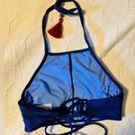 No Boundaries Navy Halter Neck Bikini Swim Top with Embroidered Flowers Photo 2