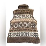 Ralph Lauren Sport Tribal Alpaca Wool Mohair Blend Vest L Chunky Cozy Turtleneck Tan Size L Photo 3