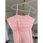 Pink Lily  Smocked Gingham Mini Dress Cotton Gauze L Cottagecore Coquette Photo 3