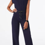 FIGS Rafaela Cargo Wide Leg ScrubJumpsuit in Navy, Size Medium Photo 0