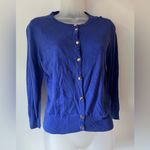 August Silk Women’s Cardigan Sweater Size S Royal Blue Gold Button Front NWT Photo 2