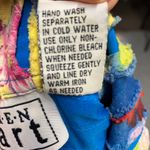 Vintage 90's Keren Hart Rainbow Striped‎ Cotton Jacket Womens Large Bright Artsy Blue Photo 12