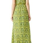 Tanya Taylor  Yellow Blue Printed Silk Chiffon V-Neckline Maxi Dress Size 2 Photo 1