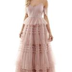 Say Yes To The Prom Juniors' Pleated Mesh Tiered Gown Dress Size 1 French Mauve Photo 1