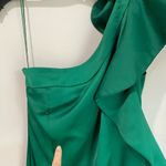 Mango Dark Green One-Shoulder Rose Ruffle Maxi Dress Size 8 Photo 9