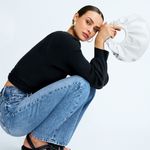 Anthropologie Black Ribbed Wrap Top Photo 2