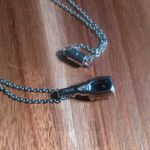 Ceylon Color Quartz and Blue Simulated Diamond Stainless Steel Pendant Necklace Photo 4