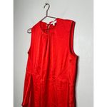 ATLIEN Red Satin Ruffle Sleeveless Crewneck Waist Tie Shift Dress Size Large Photo 3