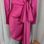 Mac Duggal Asymmetrical Draped Long Sleeve Mini Dress Magenta Size 2 Pink Photo 13