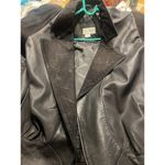 LA JOANNE Leather & Suede Vintage Moto Jacket Black Size Small Puff Sleeve Belt Photo 14