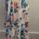 Chelsea28 floral faux wrap sheer 3/4 sleeves white & blue blouse size S bohemian Photo 7