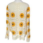Everleigh Sunflower Crochet Knit Cardigan Sweater Ivory Yellow 1X NEW Orange Photo 5