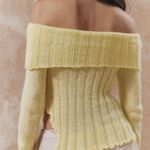 Urban Outfitters Kimchi Blue Yellow Fiona Off the Shoulder Sweater with Bow Photo 6