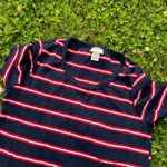 Mossimo Supply Co Ribbed T Shirt Dress Women’s S Blue W Red White Stripes Casual Photo 1