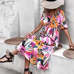 All over print smock dress Pink Size M Photo 0