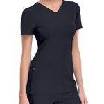 Heart soul Women's Shaped V-Neck Black Scrub Top #20710 Size XL NWT Photo 0
