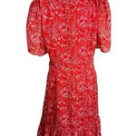 Parker  Krislyn Dress in Red Aurora 16 Womens Floral Chiffon Faux Wrap Photo 8