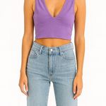 Urban Outfitters  Out From Under Size Large Purple Ribbed Crop Top Bra. Photo 0