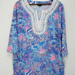 Talbots Bright Flowing Floral Lace Trim Tunic Beachy Casual Colorful Size 1X Photo 0