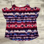 Romeo + Juliet Couture Multi-Color Short Sleeve Cold Shoulder Blouse Size Large Photo 6
