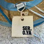 NWT SER.O.YA Straw Sun Hat One Size Blue Strap Beach Vacation Summer Travel Boho Tan Photo 5