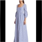 STAUD Blue White Striped Plumeria Long Dress Cottage Cotton Size 00 Photo 1