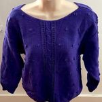 Vintage Beldoch Popper purple cable knit popcorn stitch pattern cropped sweater Photo 0